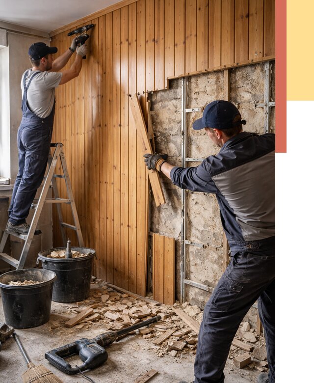 Демонтаж вагонки со стен в Черкесске от 1478 руб. — снятие, удаление, срочно | ОТДЕЛОЧНИК-Чрк