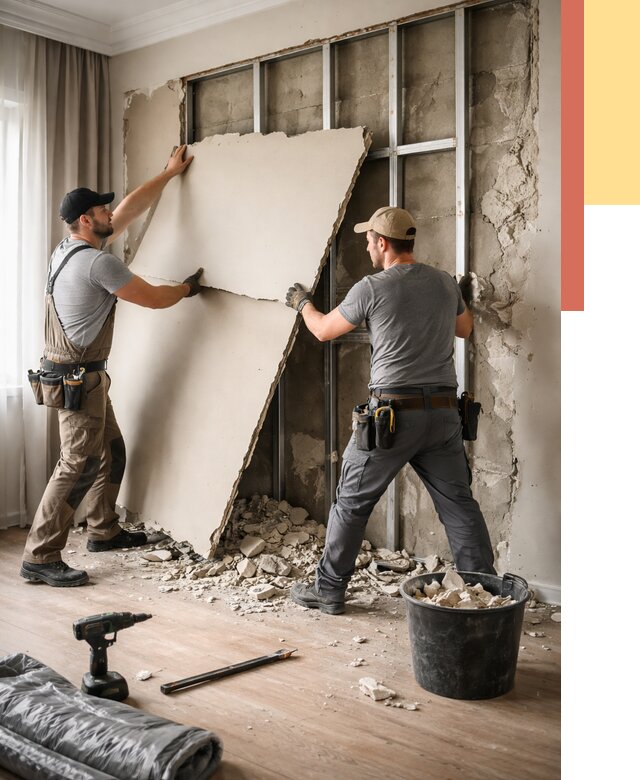 Демонтаж гипсокартона со стен в Черкесске от 357 руб. — услуги демонтажа | ОТДЕЛОЧНИК-Чрк