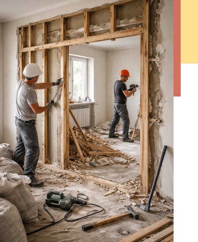 Демонтаж деревянных перегородок в Черкесске от 3263 руб. — быстро и недорого | ОТДЕЛОЧНИК-Чрк