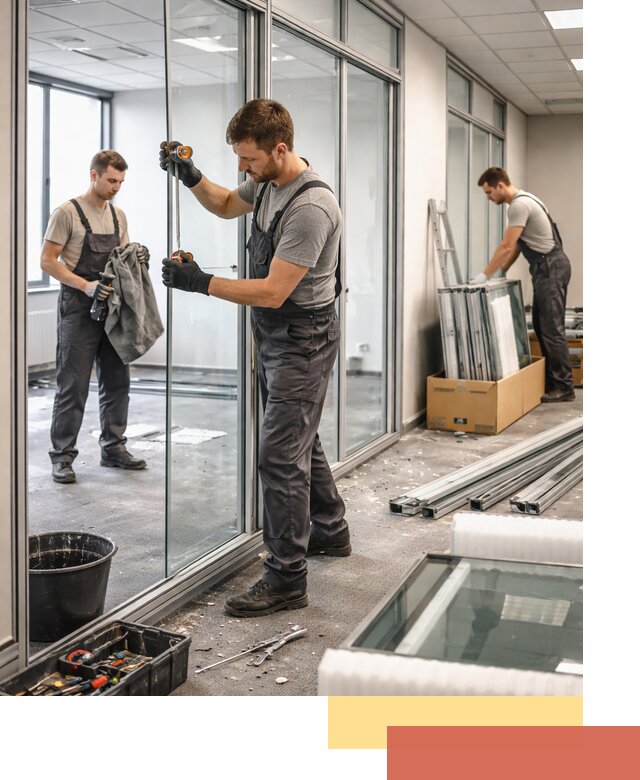 Демонтаж стеклянных перегородок в Черкесске быстро и безопасно