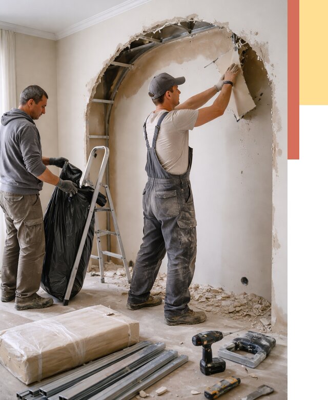 Демонтаж арки из гипсокартона в Черкесске от 3569 руб. — услуги под ключ | ОТДЕЛОЧНИК-Чрк