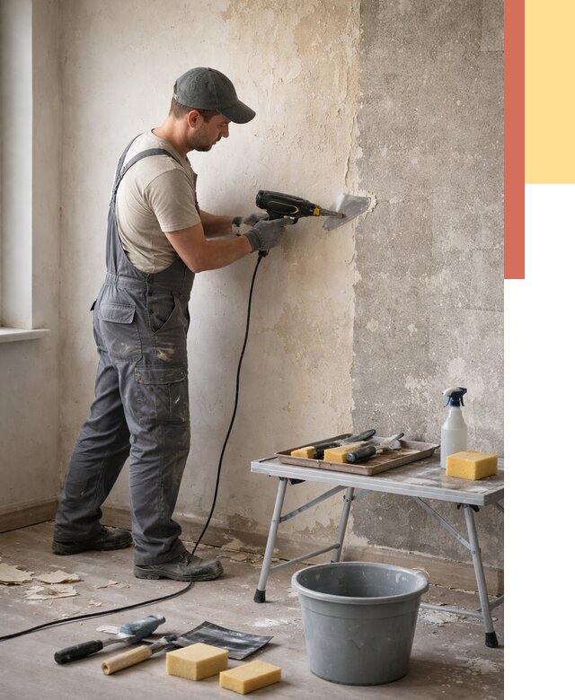 Очистка стен от клея в Черкесске от 1886 руб. — снятие и удаление клея со стен | ОТДЕЛОЧНИК-Чрк