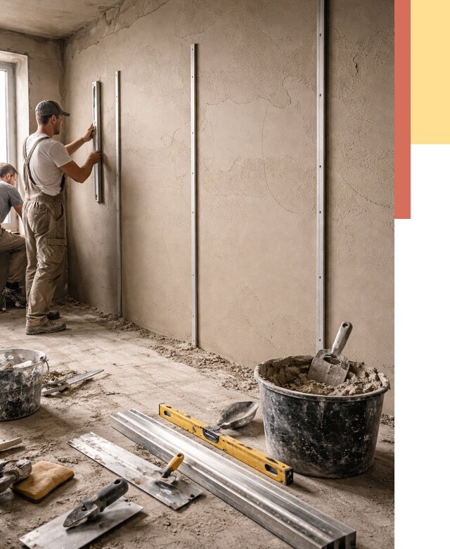 Штукатурка стен по маякам в Черкесске от 5608 руб./м² — выравнивание под ключ | ОТДЕЛОЧНИК-Чрк