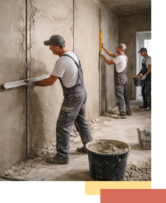 Штукатурка стен по маякам в Черкесске — точная и ровная поверхность