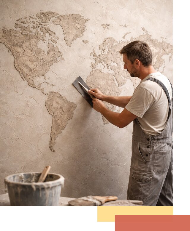 Декоративная штукатурка «Карта мира» под ключ в Черкесске