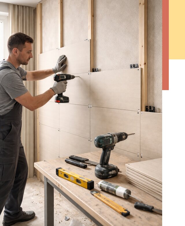 Монтаж МДФ панелей на стены в Черкесске от 1275 руб. под ключ | ОТДЕЛОЧНИК-Чрк