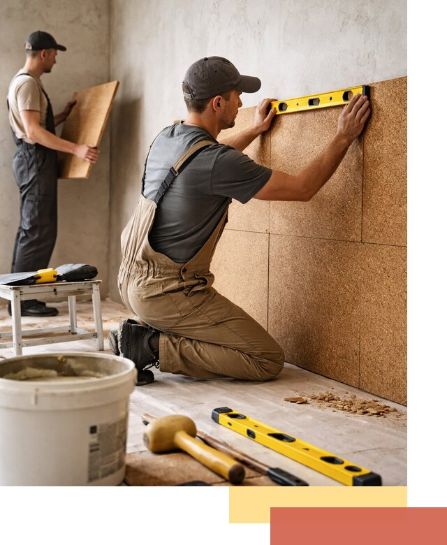 Монтаж пробковых панелей на стены в Черкесске быстро и качественно