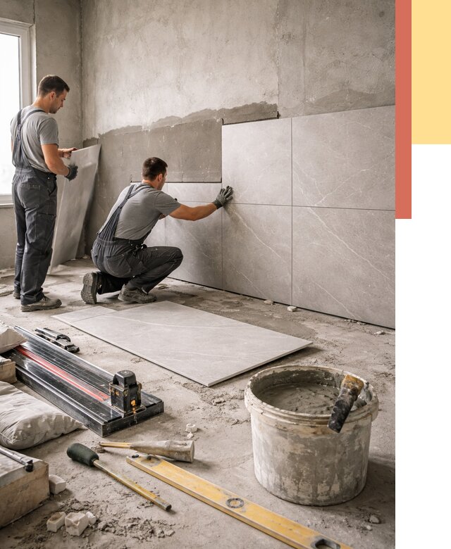 Облицовка стен керамогранитом в Черкесске от 4282 руб./м² — услуги под ключ | ОТДЕЛОЧНИК-Чрк