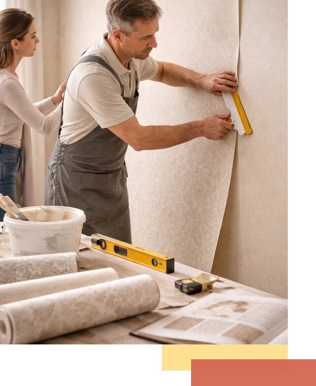 Поклейка обоев с подбором рисунка в Черкесске