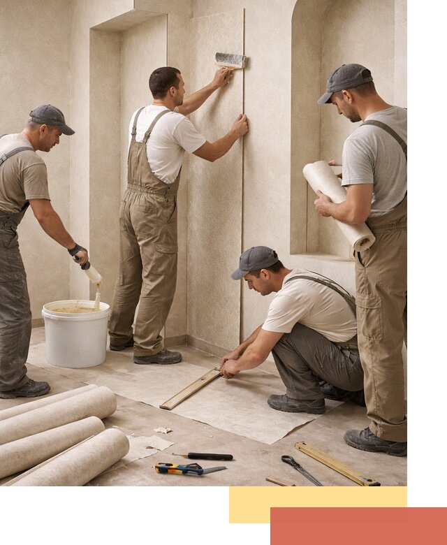 Поклейка обоев на сложные стены и неровные поверхности в Черкесске