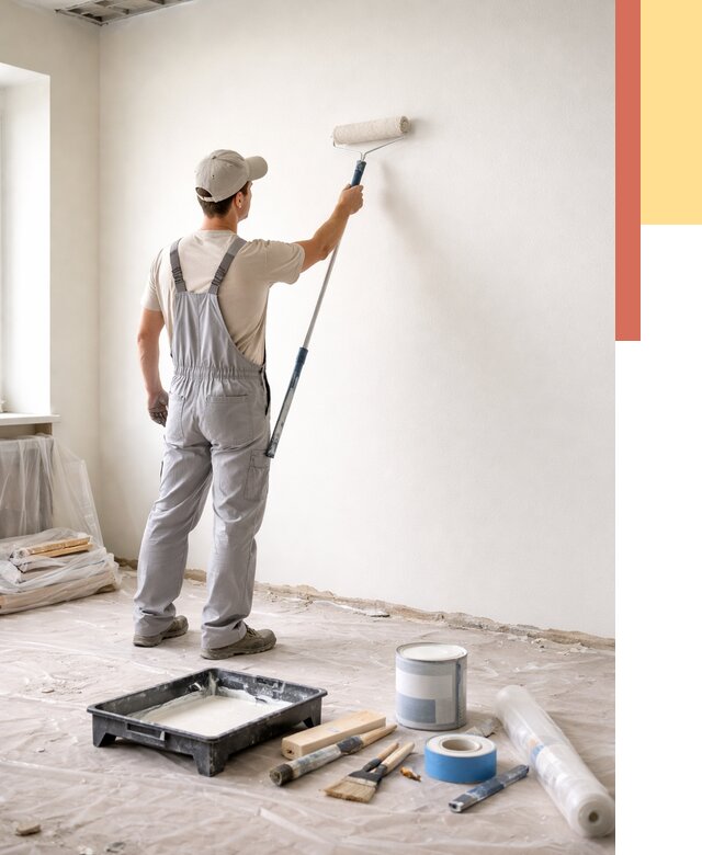 Покраска стен водоэмульсионной краской в Черкесске от 459 руб. за м² | ОТДЕЛОЧНИК-Чрк