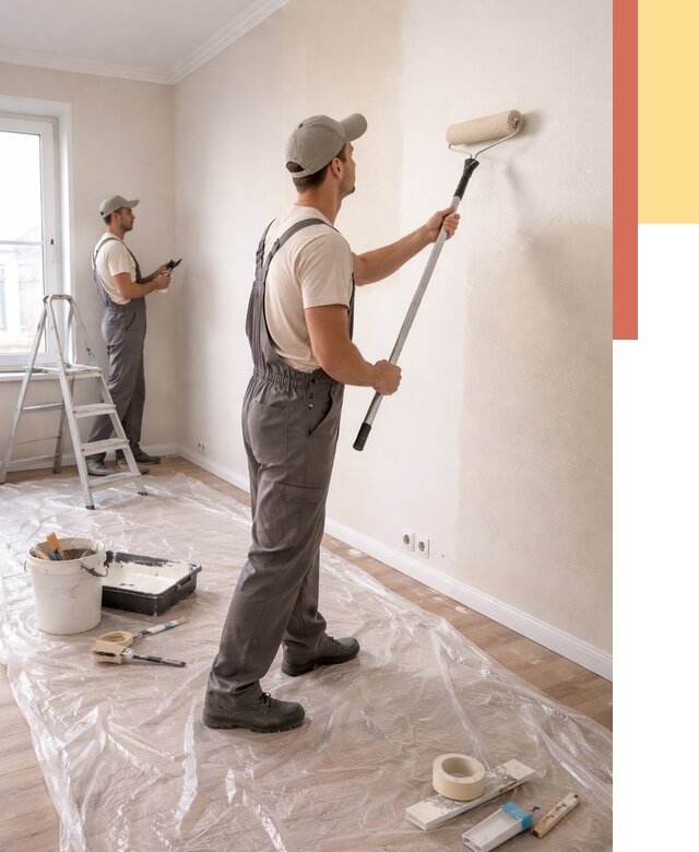 Покраска стен акриловой краской в Черкесске от 3569 руб./м² — быстро и недорого | ОТДЕЛОЧНИК-Чрк