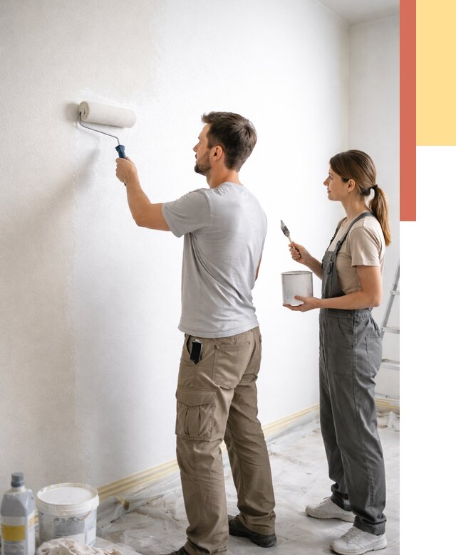 Окраска стен по стеклохолсту в Черкесске от 4588 руб/м² под ключ | ОТДЕЛОЧНИК-Чрк