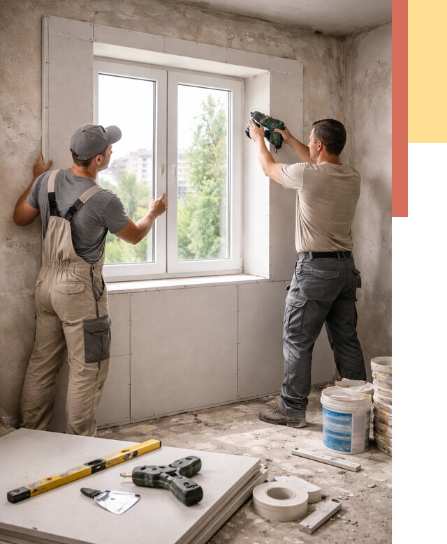 Монтаж откосов из гипсокартона в Черкесске от 4588 руб. под ключ | ОТДЕЛОЧНИК-Чрк