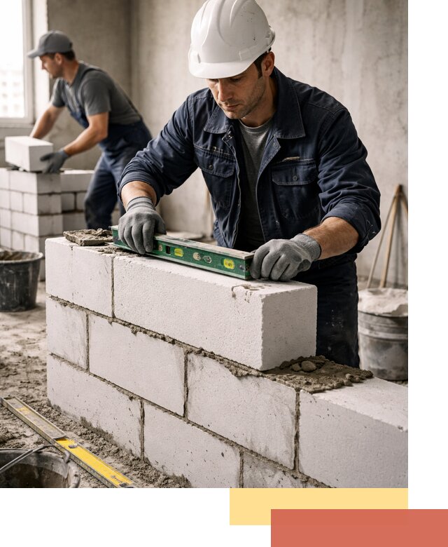 Кладка перегородок из пеноблока под ключ в Черкесске