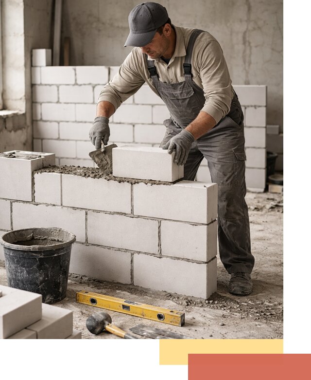 Кладка перегородок из силикатного блока в Черкесске