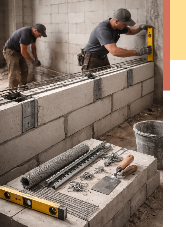 Армирование кладки перегородок в Черкесске от 765 руб. под ключ | ОТДЕЛОЧНИК-Чрк