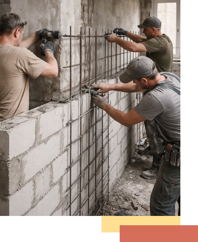 Армирование кладки перегородок в Черкесске профессионально и надёжно