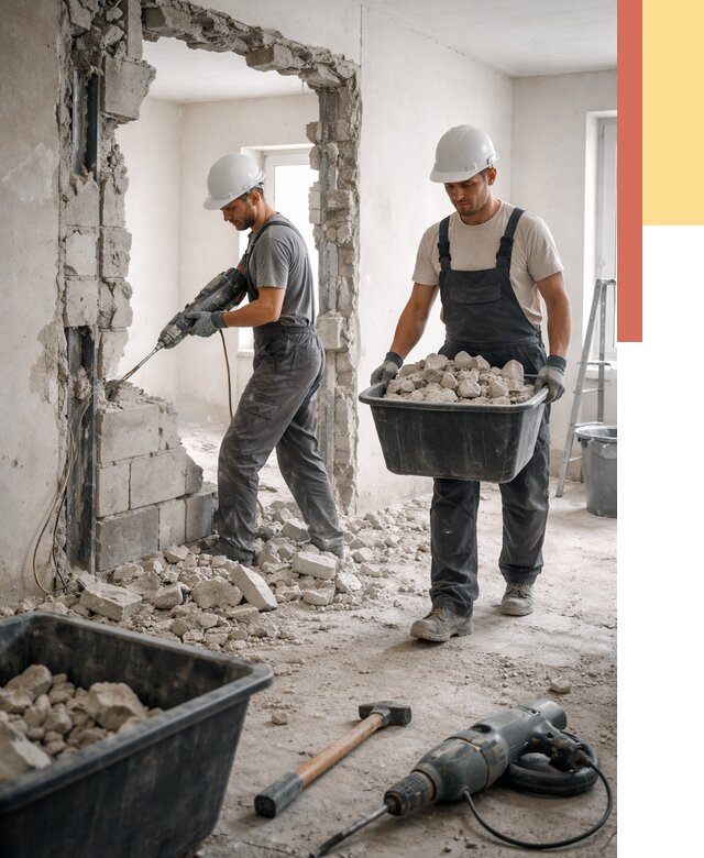 Демонтаж блоковых перегородок в Черкесске от 3824 руб. — быстро и недорого | ОТДЕЛОЧНИК-Чрк