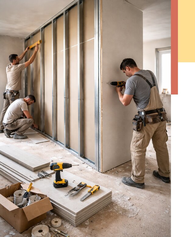 Монтаж однослойной перегородки из гипсокартона в Черкесске от 663 руб. | ОТДЕЛОЧНИК-Чрк