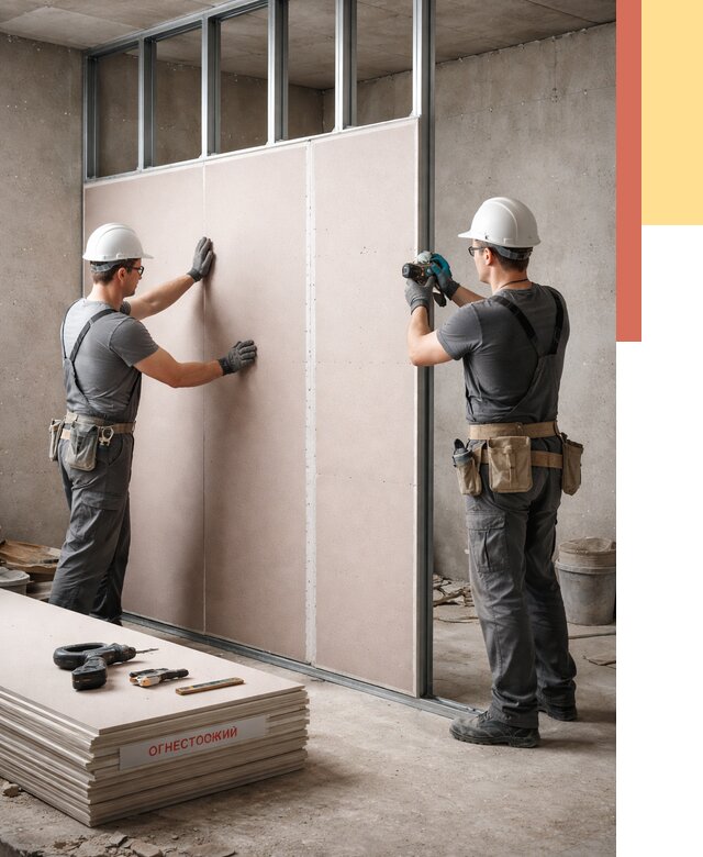 Перегородка из огнестойкого гипсокартона в Черкесске от 1886 руб. под ключ | ОТДЕЛОЧНИК-Чрк