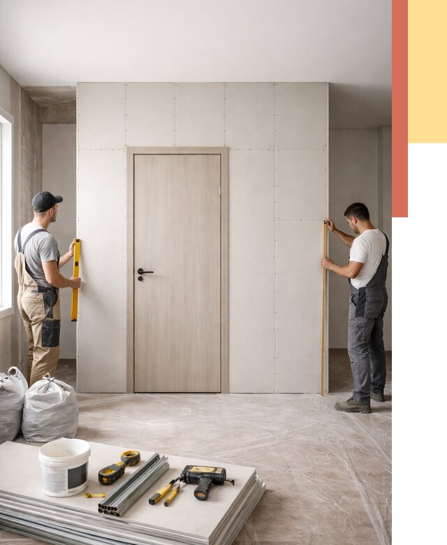 Перегородка из гипсокартона с дверью в Черкесске от 4588 руб. под ключ | ОТДЕЛОЧНИК-Чрк