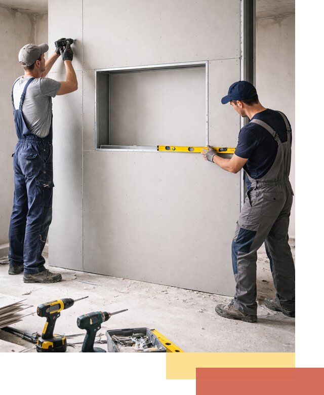 Перегородка из гипсокартона с нишей под декор в Черкесске