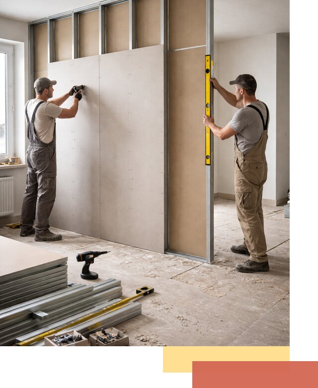 Зонирующая перегородка из гипсокартона под ключ в Черкесске