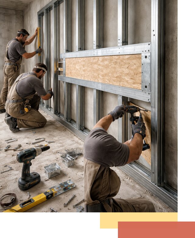 Усиленная перегородка для крепления тяжёлых конструкций в Черкесске