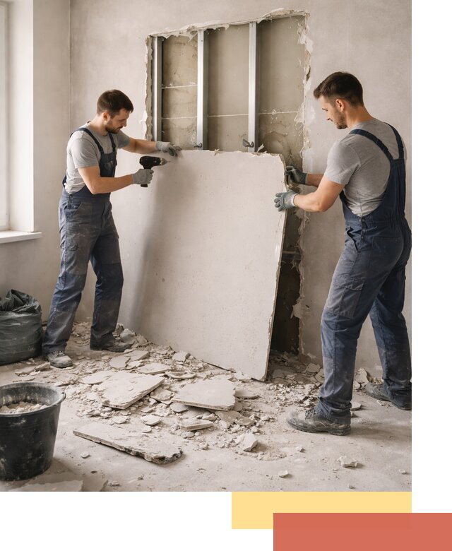 Демонтаж перегородки из гипсокартона в Черкесске быстрый и аккуратный