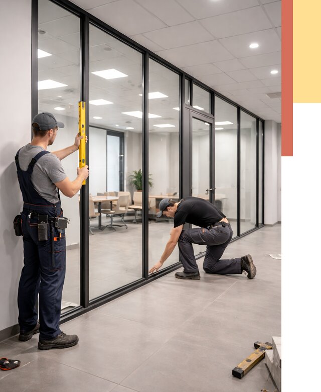 Каркасные стеклянные перегородки в Черкесске под ключ от 9380 руб. | ОТДЕЛОЧНИК-Чрк