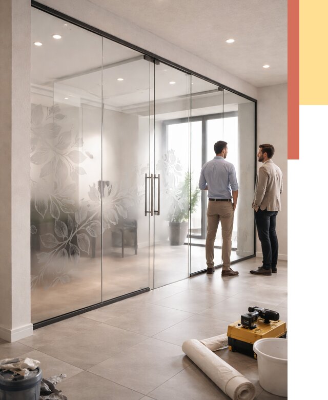 Стеклянные перегородки с рисунком в Черкесске от 12745 руб. монтаж и нанесение | ОТДЕЛОЧНИК-Чрк