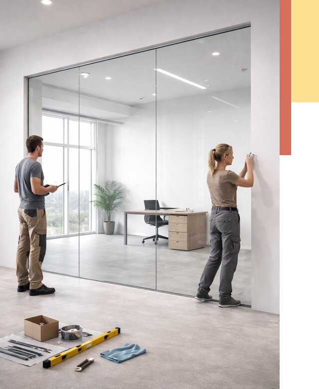 Перегородки из закаленного стекла в Черкесске от 9686 руб. под ключ | ОТДЕЛОЧНИК-Чрк