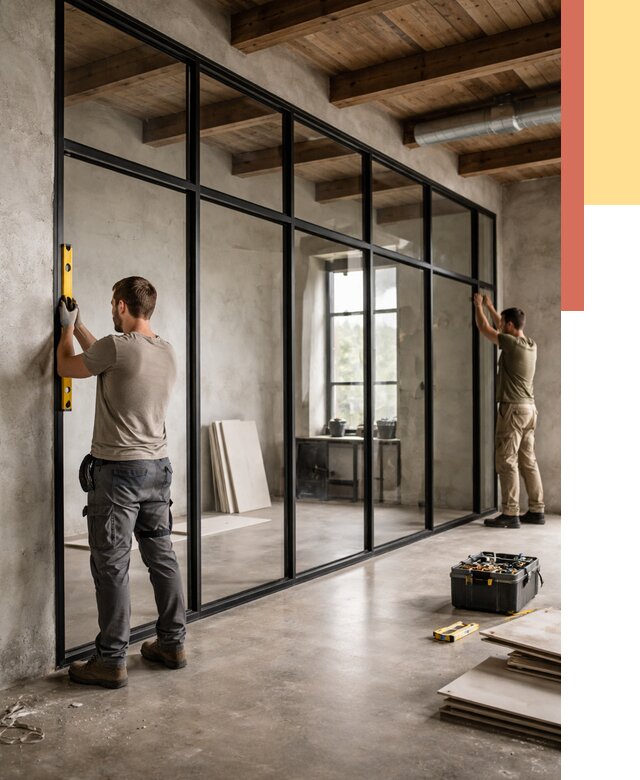 Стеклянные перегородки лофт в Черкесске от 10706 руб. под ключ | ОТДЕЛОЧНИК-Чрк