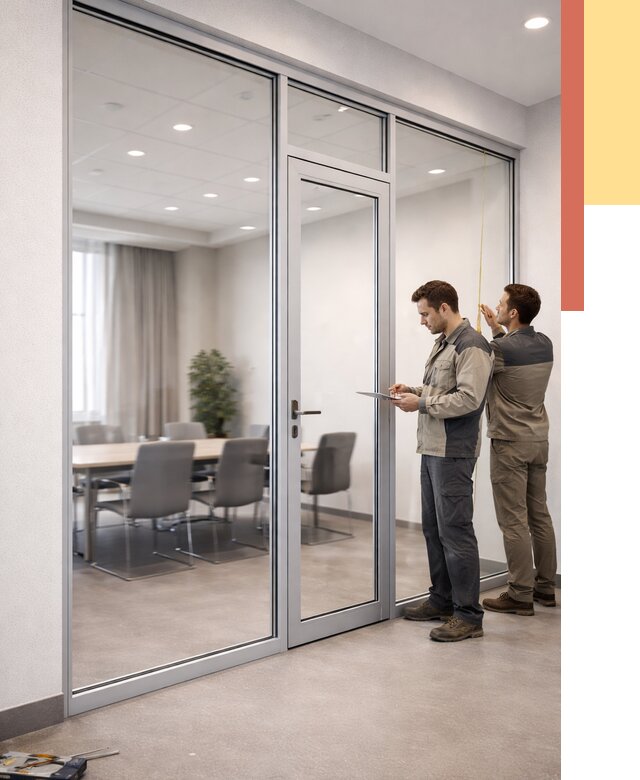 Установка и монтаж алюминиевых перегородок со стеклом в Черкесске от 8361 руб. | ОТДЕЛОЧНИК-Чрк