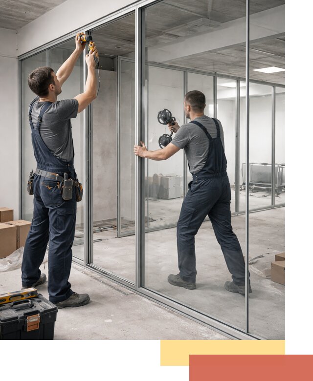 Алюминиевые перегородки со стеклом в Черкесске — изготовление и монтаж