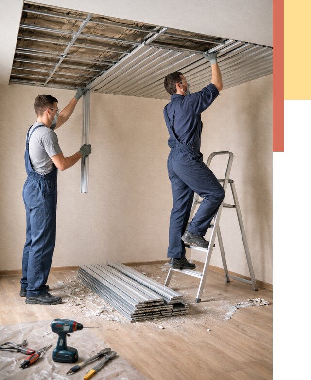 Демонтаж реечного потолка в Черкесске от 4588 руб. быстро и недорого | ОТДЕЛОЧНИК-Чрк