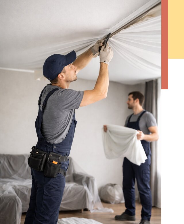 Демонтаж натяжного потолка в Черкесске от 4588 руб. — снятие и разбор под ключ | ОТДЕЛОЧНИК-Чрк