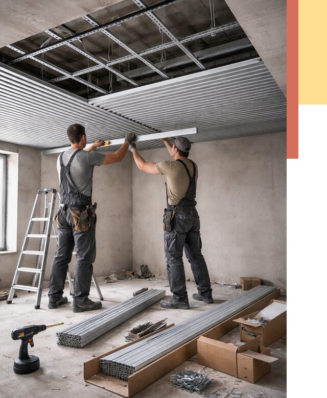 Монтаж реечного потолка в Черкесске от 4588 руб. под ключ | ОТДЕЛОЧНИК-Чрк