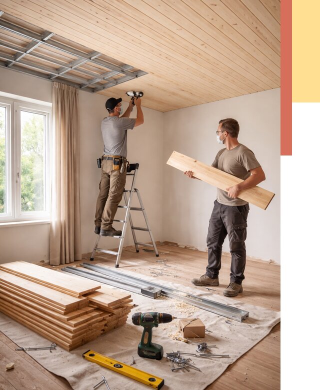 Монтаж потолка из вагонки в Черкесске от 6627 руб. | Быстро и недорого — ОТДЕЛОЧНИК-Чрк