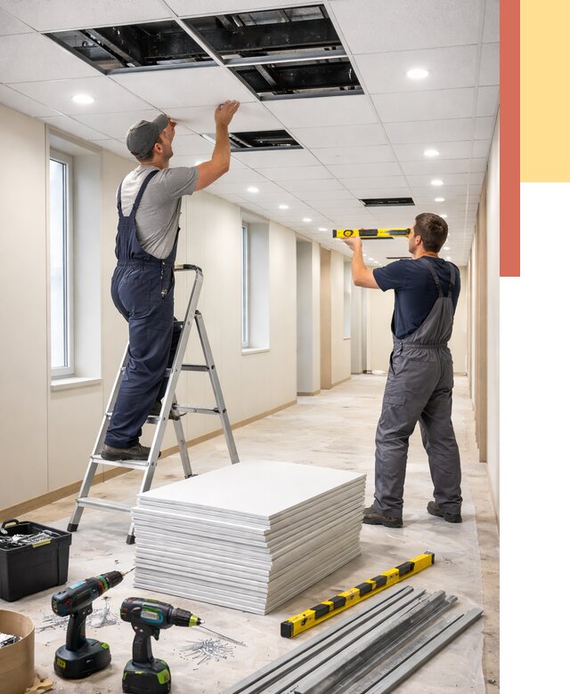 Ремонт потолка Армстронг в Черкесске от 4588 руб. — быстро и недорого | ОТДЕЛОЧНИК-Чрк