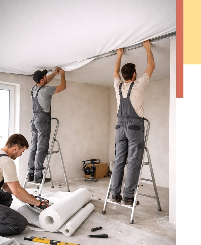 Монтаж тканевого натяжного потолка в Черкесске от 3569 руб. под ключ | ОТДЕЛОЧНИК-Чрк