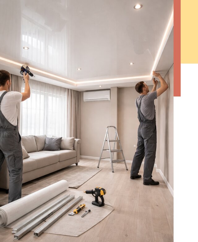 Монтаж глянцевого натяжного потолка в Черкесске от 765 руб. под ключ | ОТДЕЛОЧНИК-Чрк