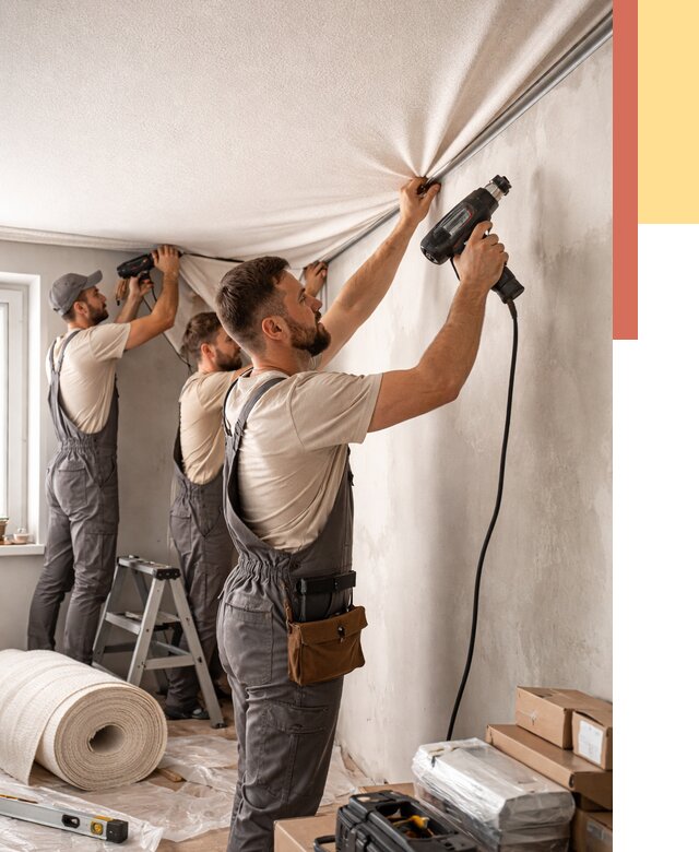 Монтаж фактурного натяжного потолка в Черкесске от 765 руб. — ОТДЕЛОЧНИК-Чрк