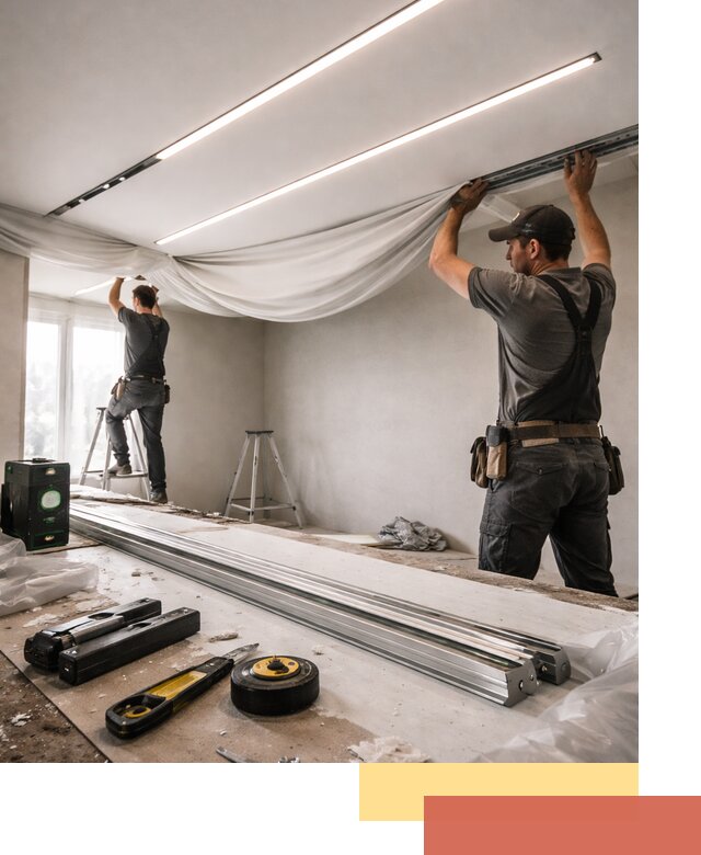 Монтаж натяжных потолков со световыми линиями в Черкесске