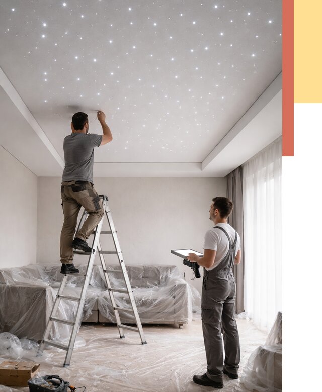 Монтаж натяжного потолка «звездное небо» в Черкесске от 6627 руб. | ОТДЕЛОЧНИК-Чрк