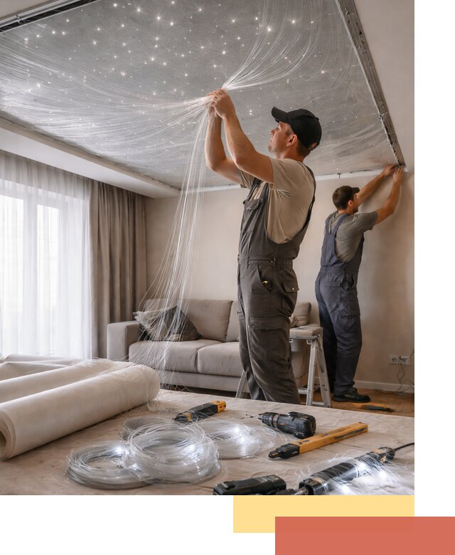 Монтаж натяжного потолка «Звездное небо» в Черкесске