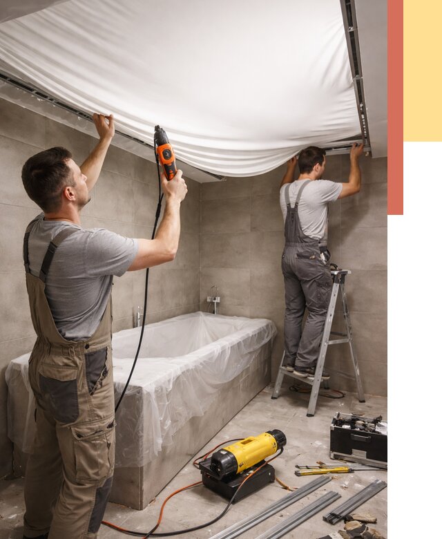 Монтаж натяжного потолка в ванной в Черкесске от 1224 руб. под ключ | ОТДЕЛОЧНИК-Чрк