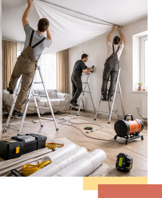 Монтаж натяжного потолка в гостиной в Черкесске