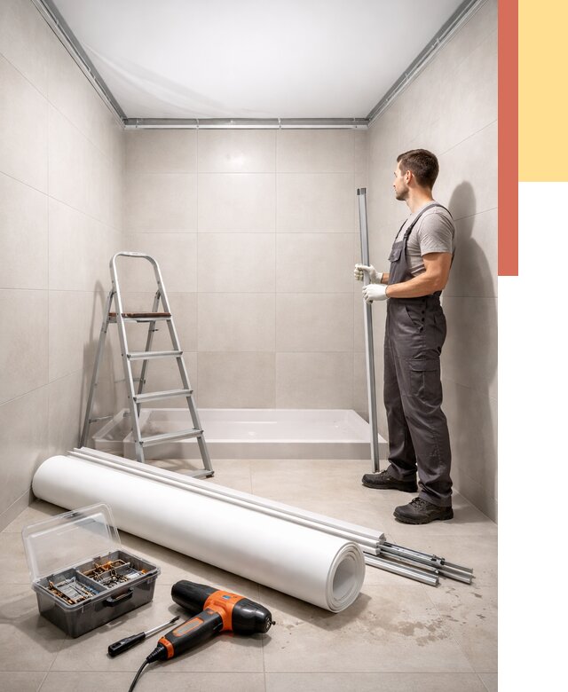 Монтаж натяжного потолка в санузле в Черкесске от 1886 руб. — ОТДЕЛОЧНИК-Чрк